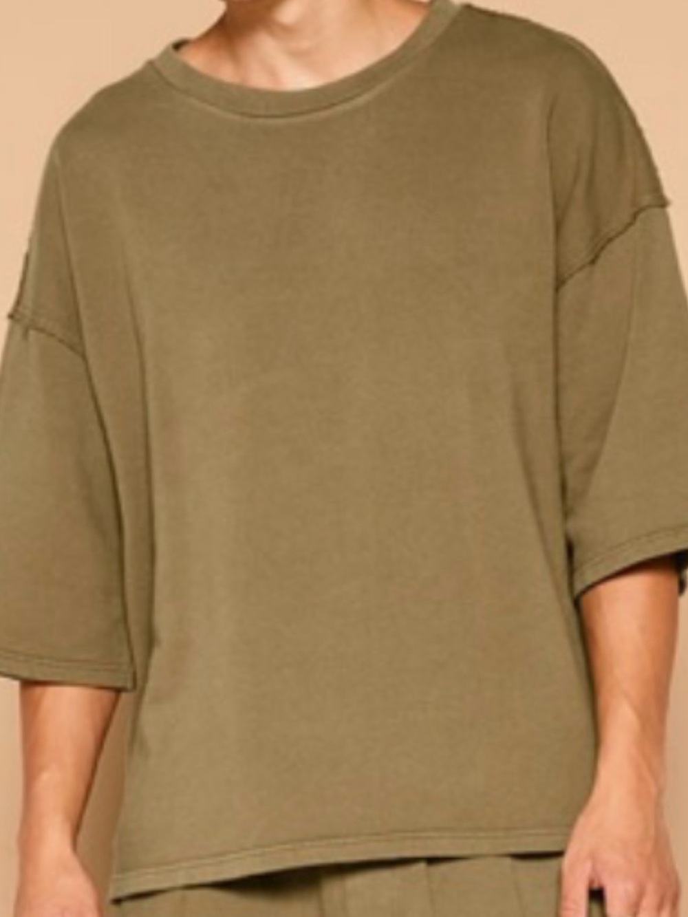 Zara Olive Relaxed Crewneck Short Sleeve Tee